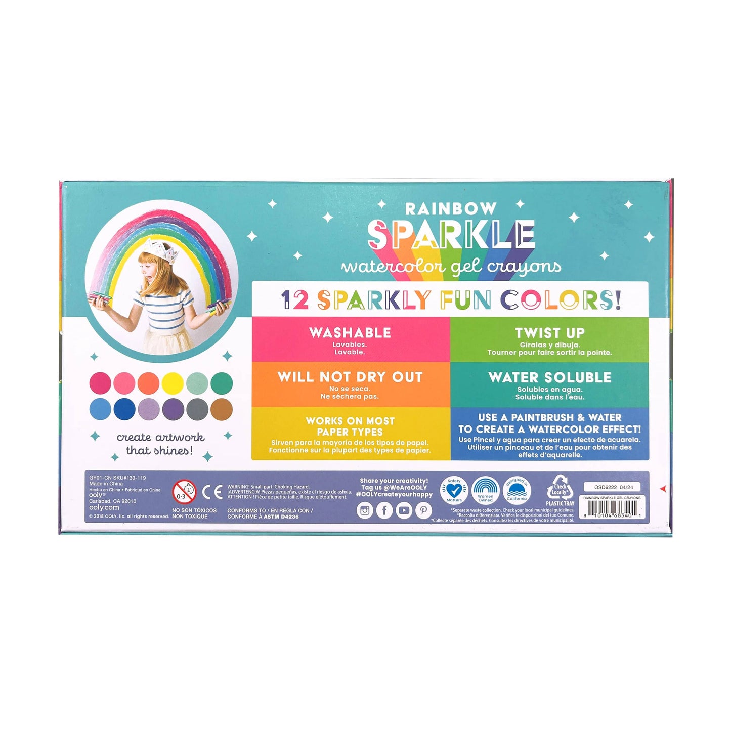 Rainbow Sparkle: Watercolor Gel Crayons - Magpies Paducah