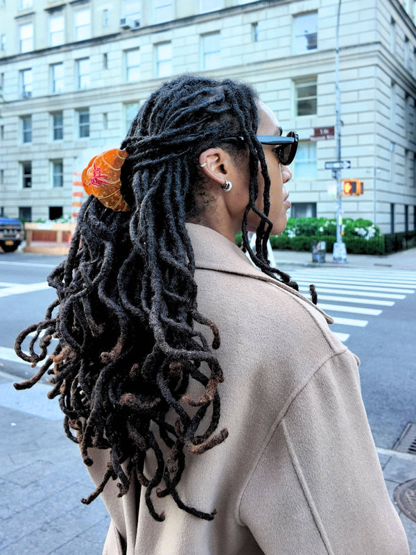 Hand-Painted Bow Croissant Claw Hair Clip | Eco-Friendly