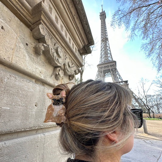 Hand-painted Frenchie Dog Claw Hair Clip