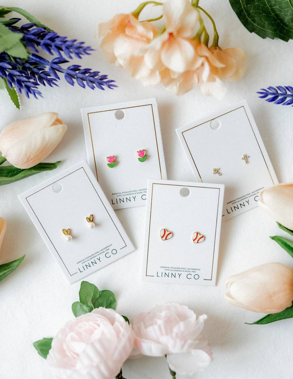 Screwback Stud Earrings - Tulip Pink - Magpies Paducah