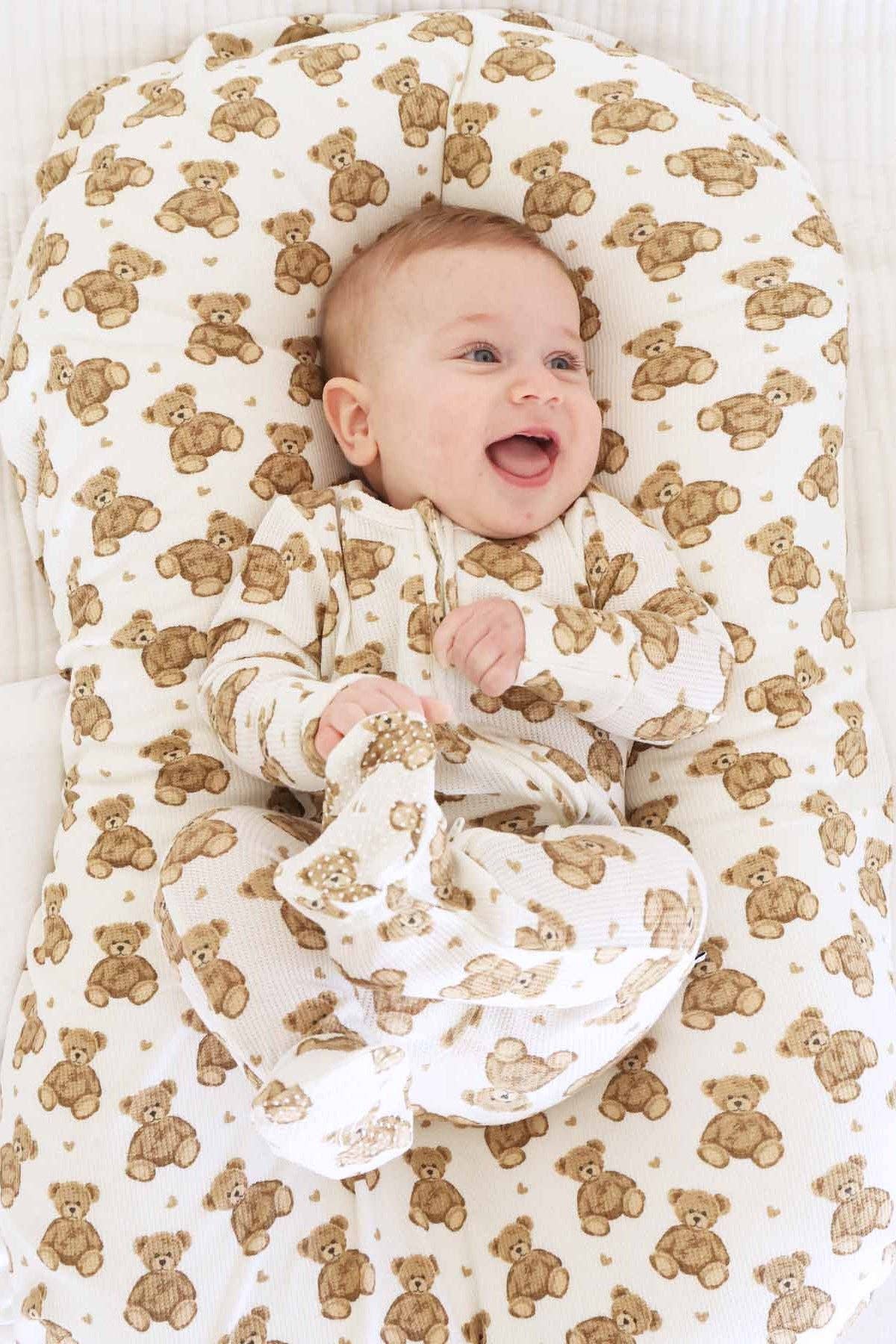 Beary Sweet Waffle Zipper Footie
