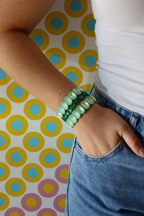 Candy Gem Bracelet, Green Heart