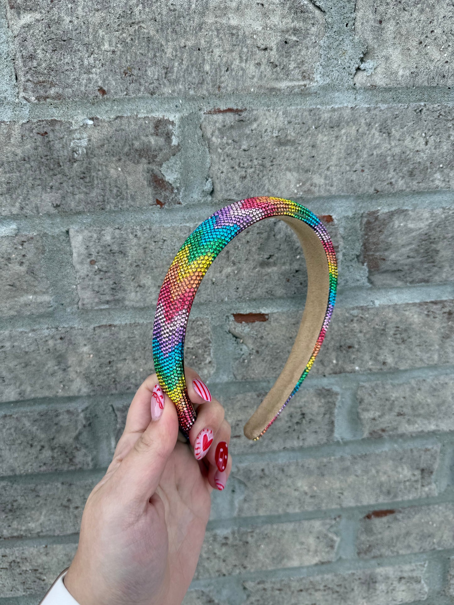 Thin Fully Crystallized Headband, Rainbow Chevron - Magpies Paducah