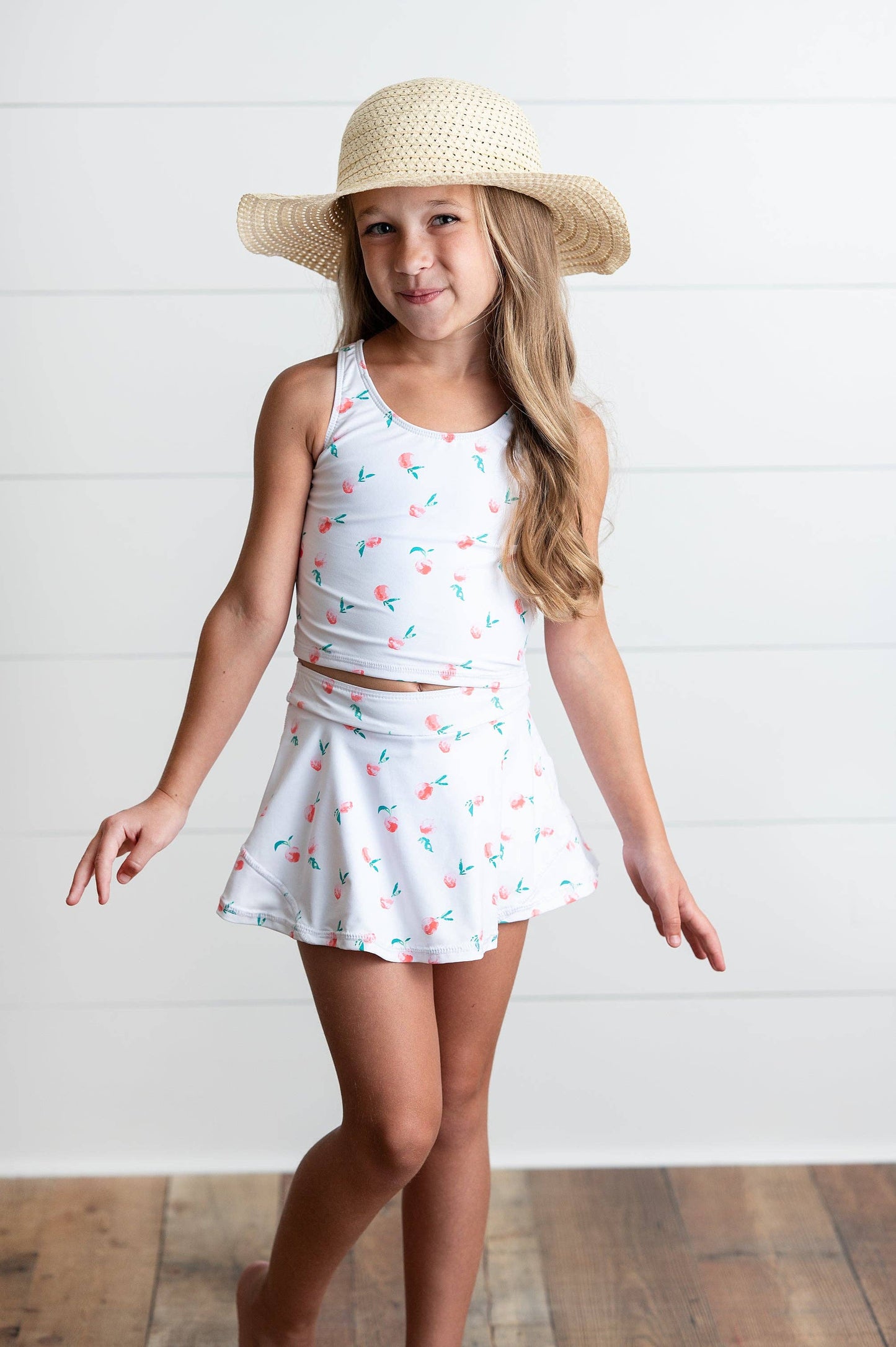 2 Piece Active Skort Set, White Peach - Magpies Paducah