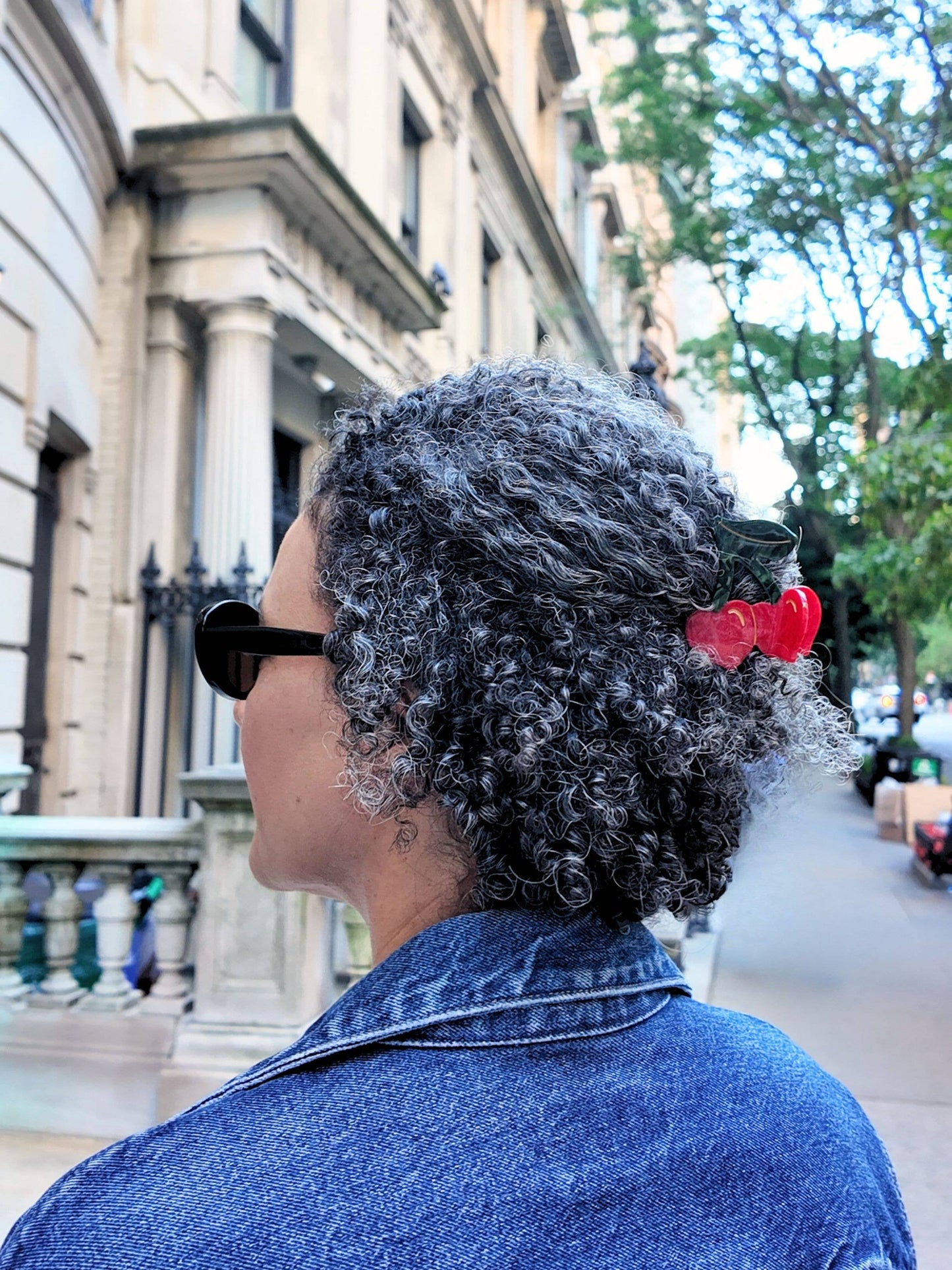 Hand-painted Cherry Hearts Hair Claw Clip | Eco-Friendly