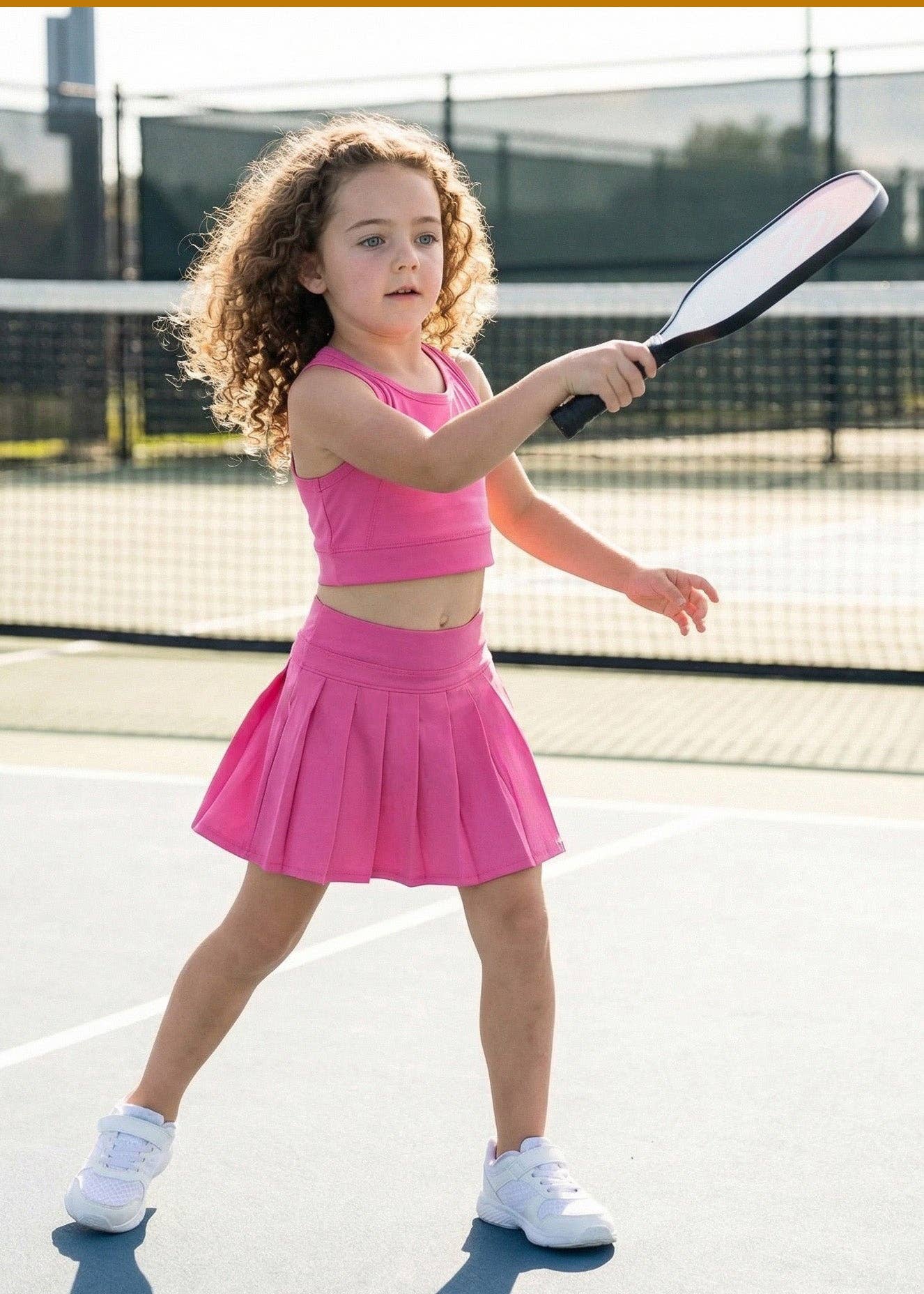 Pleated Active Skort Set, Bright Pink - Magpies Paducah