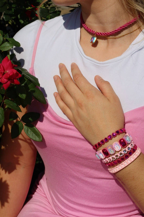 Candy Gem Bracelet, Baby Pink Block