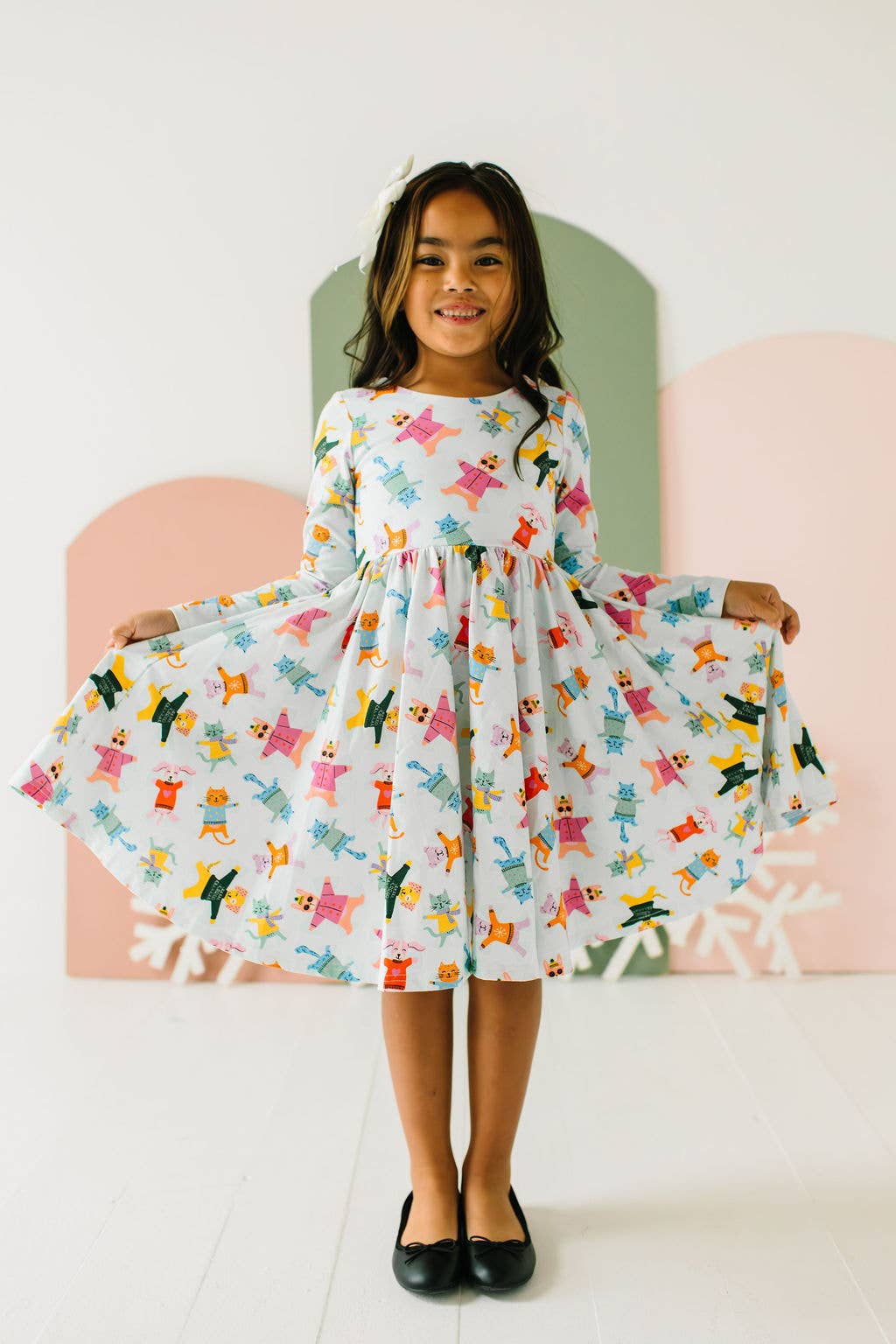 Gwendolyn Dress in Snow Cats