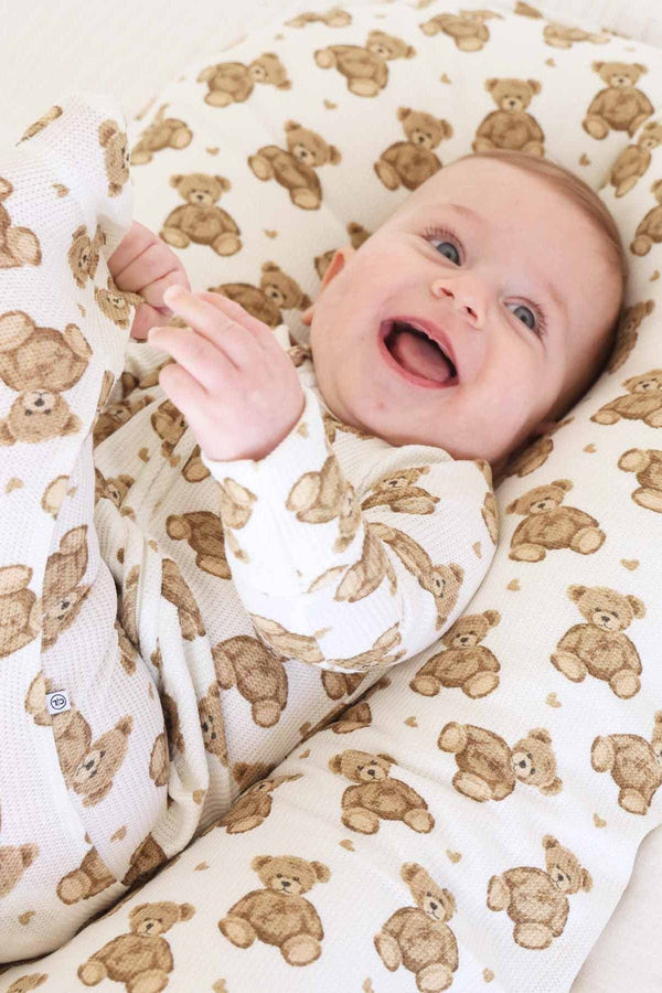 Beary Sweet Waffle Zipper Footie