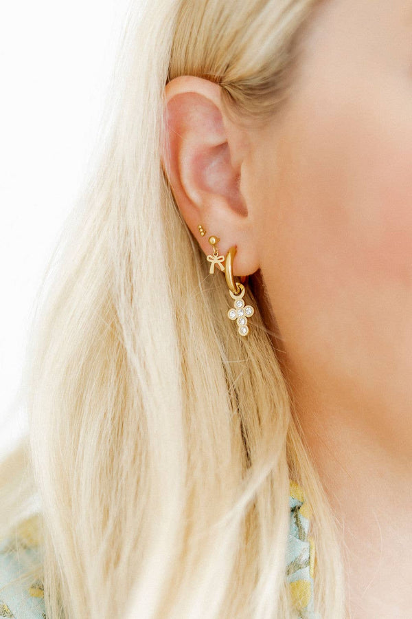 Huggie Charm Earrings - Esther Cross Clear