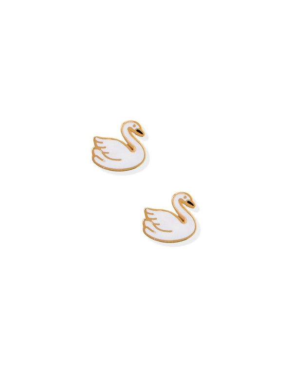 Screwback Stud Earrings, Swan