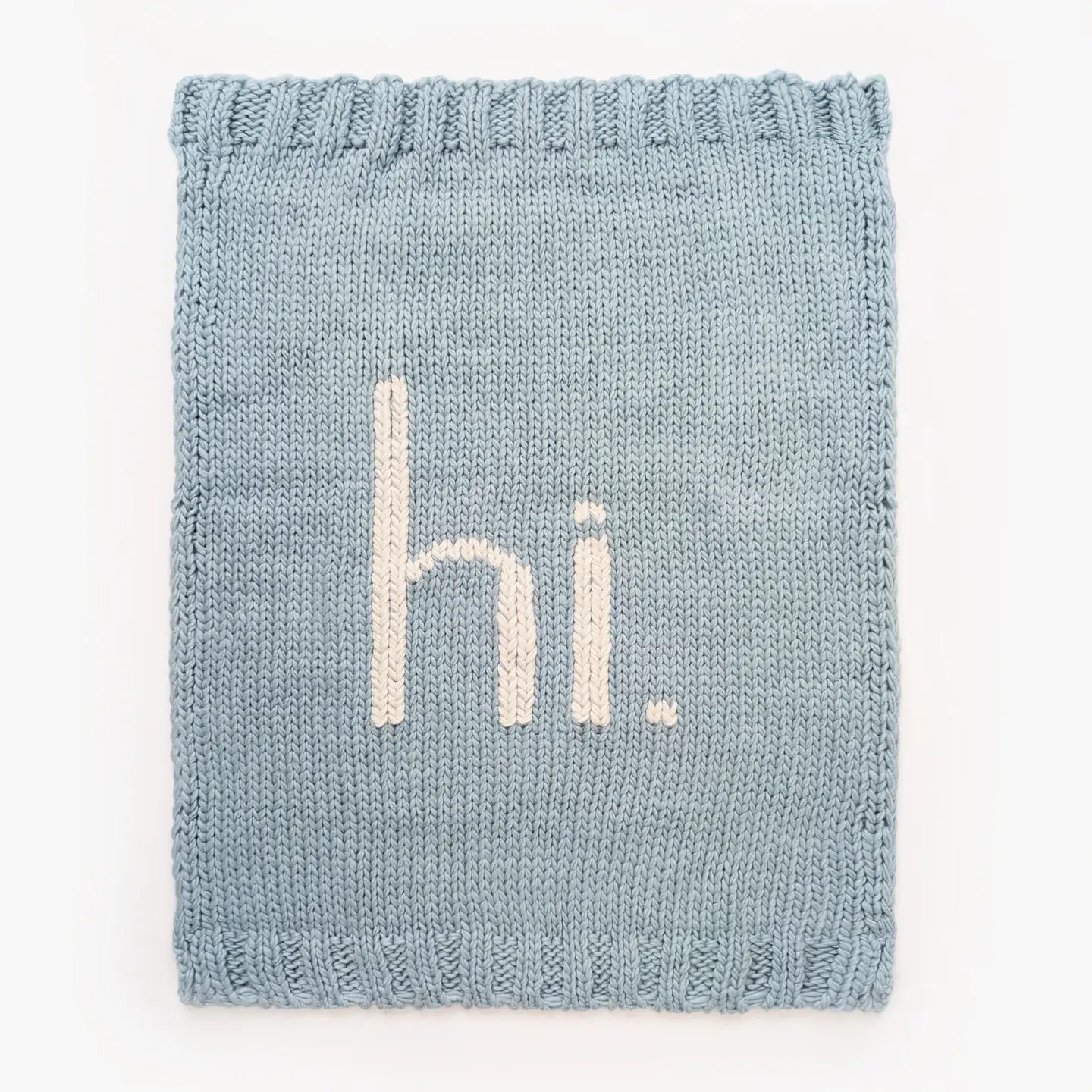 Hi Hand Knit Baby Blanket, Surf Blue