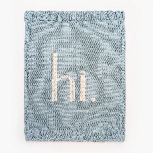 Hi Hand Knit Baby Blanket, Surf Blue