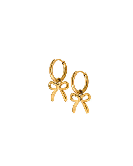 Huggie Charm Earrings - Sadie Bow Gold - Magpies Paducah