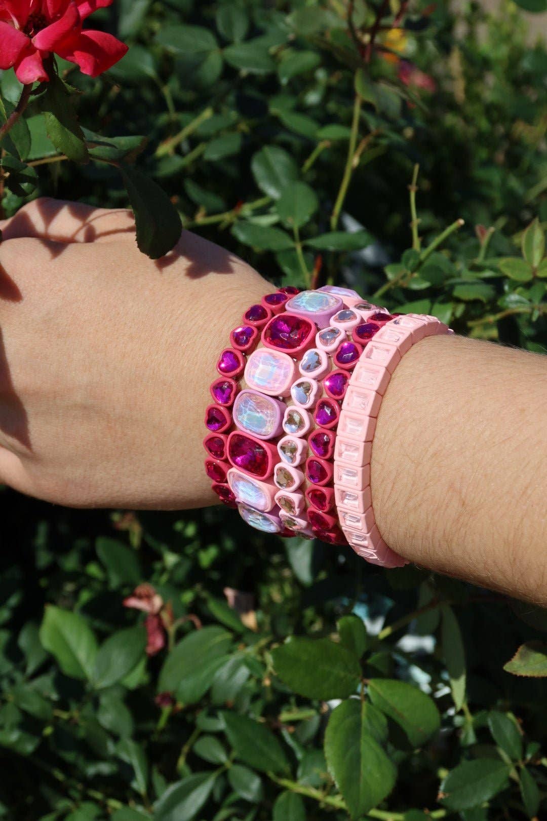 Candy Gem Bracelet, Baby Pink Block