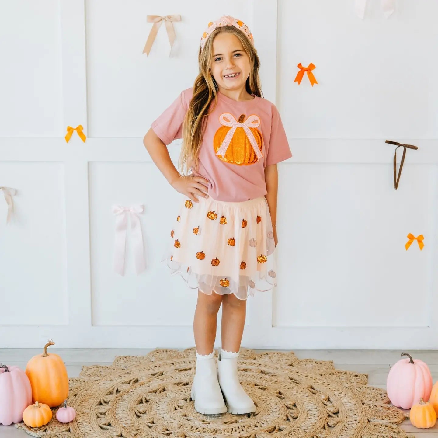 Coquette Pumpkin Sequin Tee