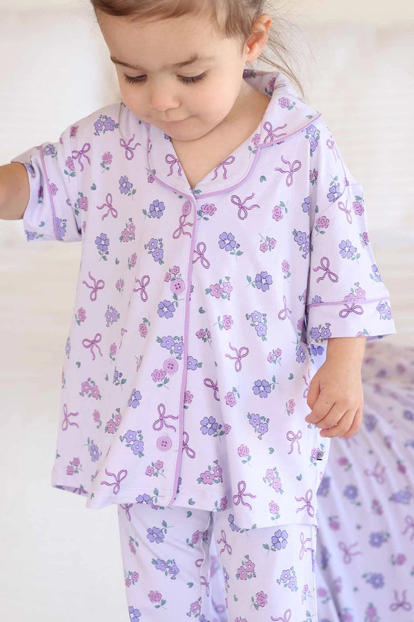 Two Piece Flare Lounge Set, Ribbon & Roses