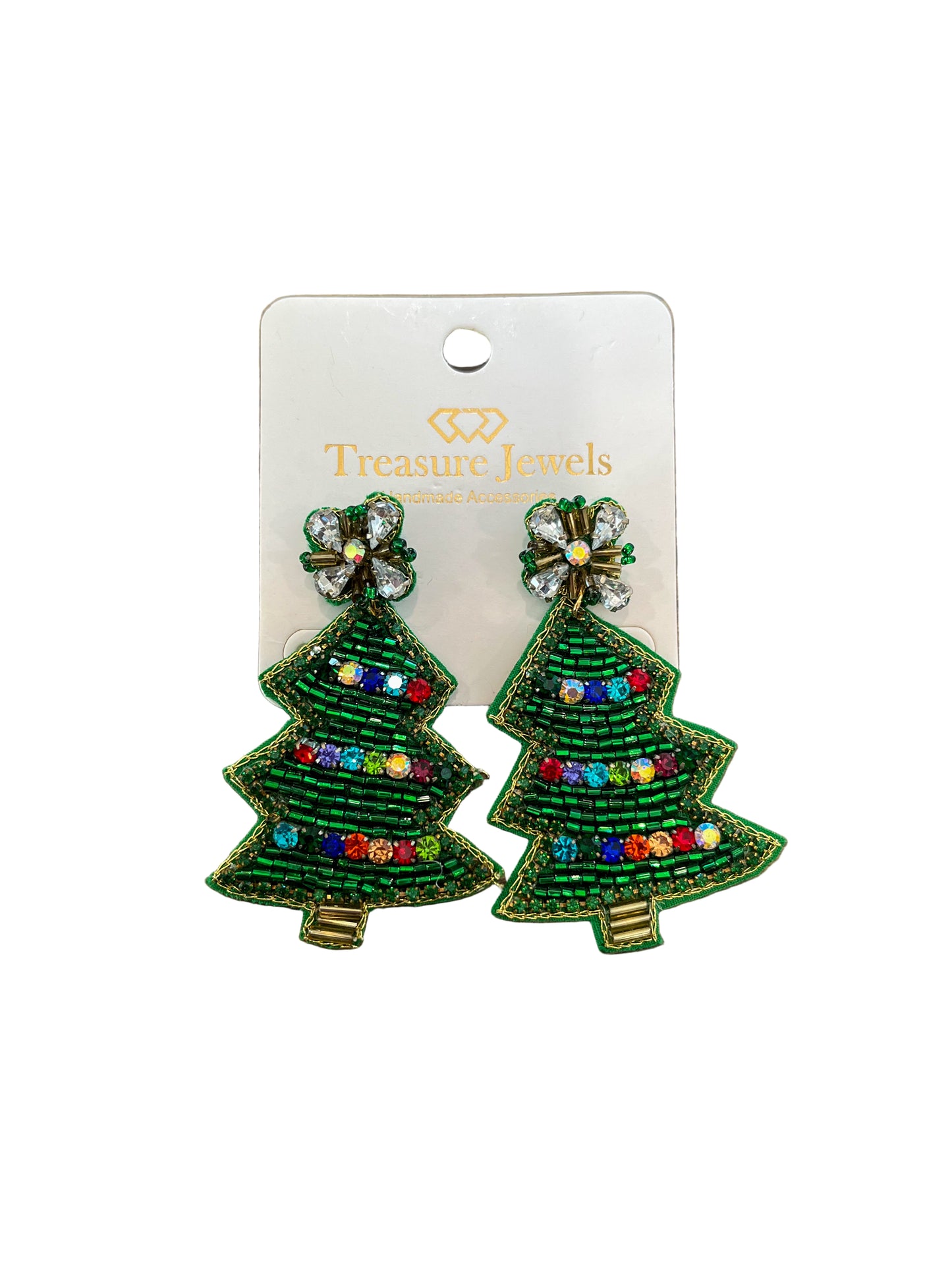 Jolly Christmas Tree Beaded Earrings