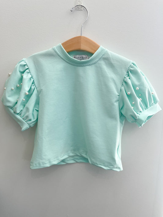 Puff Sleeve Pearls Skort Set, Mint - Magpies Paducah