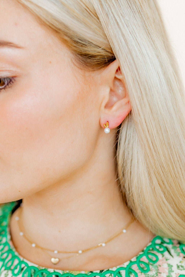 Screwback Stud Earrings - Heidi Pearl Bunny - Magpies Paducah