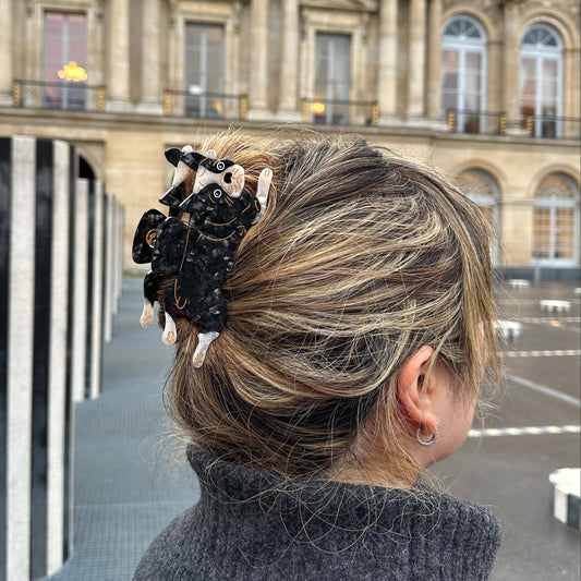 Hand-painted French Bulldog Claw Hair Clip