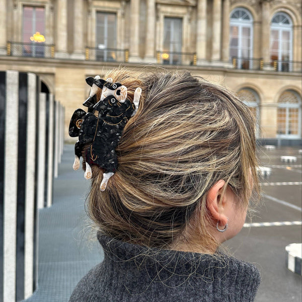 Hand-painted French Bulldog Claw Hair Clip