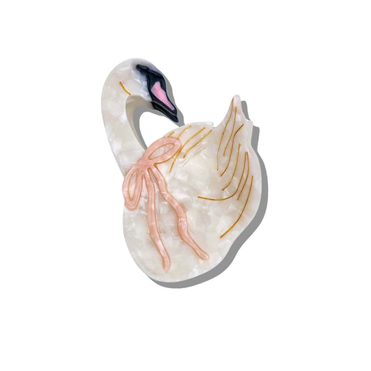 Hand-painted Bow Swan Claw Hair Clip