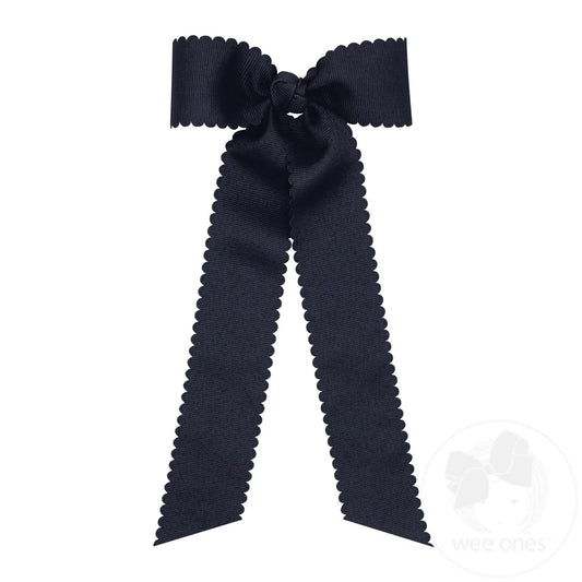 Medium Scalloped Streamer Bow, Navy - Magpies Paducah