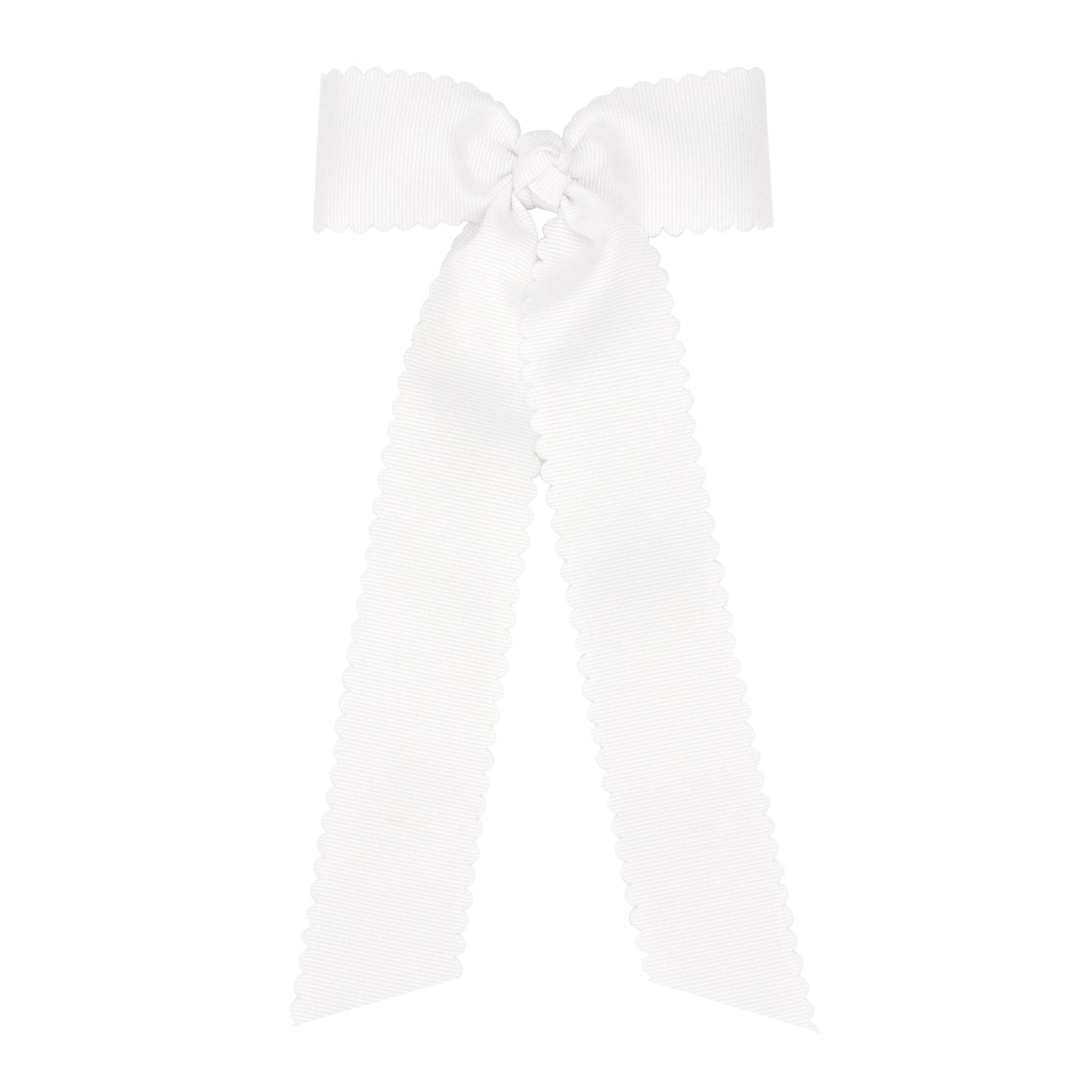 Medium Scalloped Streamer Bow, White - Magpies Paducah
