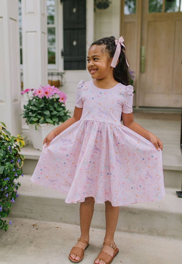 Puff Dress in Dreamy Unicorn - Magpies Paducah