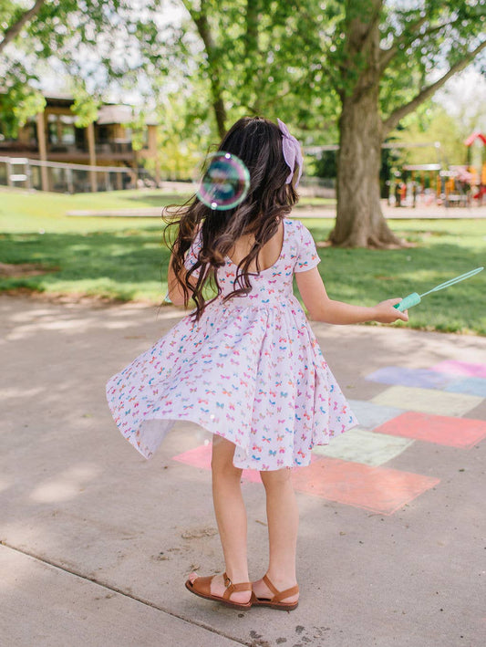 Classic Twirl Dress in Butterfly Rainbow - Magpies Paducah