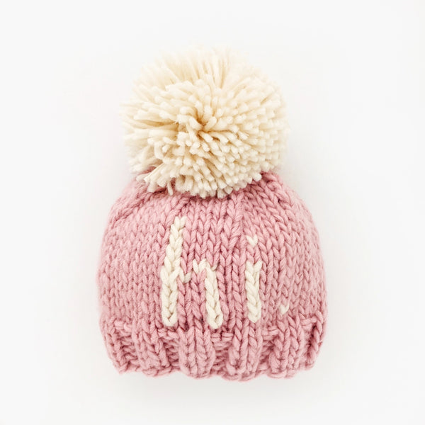 Hi Hand Knit Beanie, Rosy Pink