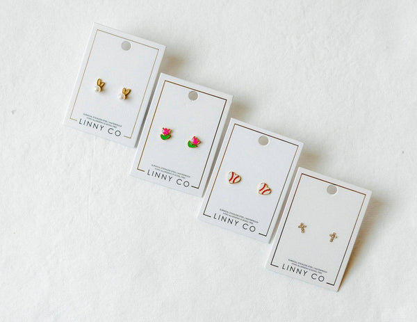 Screwback Stud Earrings - Tulip Pink - Magpies Paducah