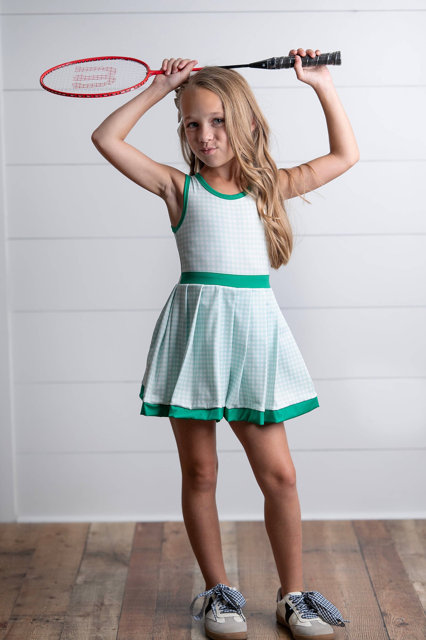 Active Sport Dress, Green Check - Magpies Paducah