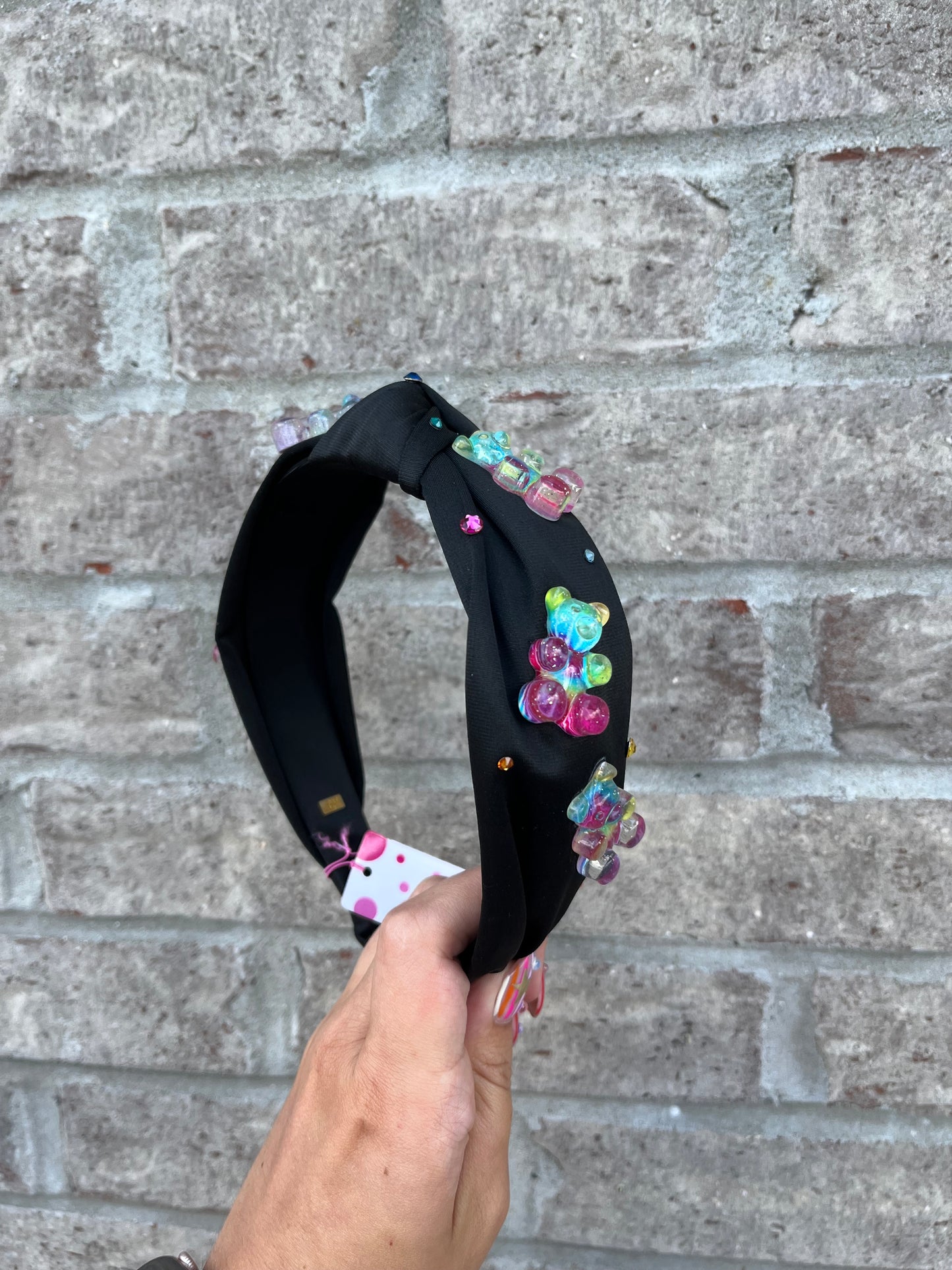 Black Tie-Dye Gummy Bear Knot Headband