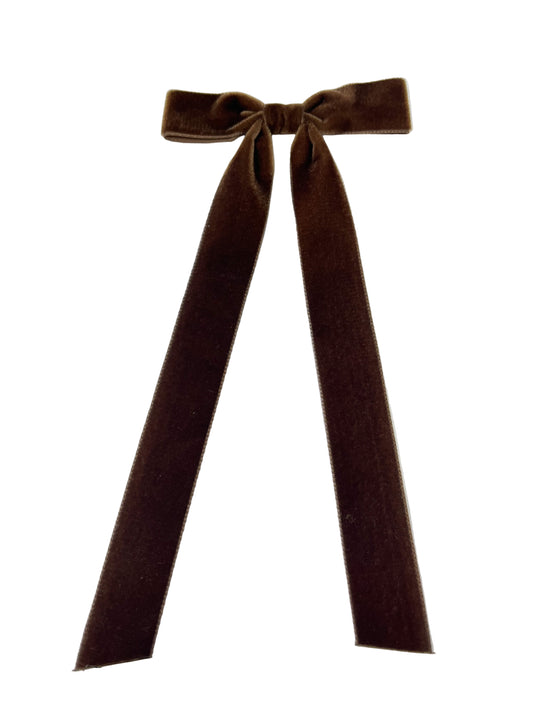Medium Velvet Bow w/ Tails, Brown - Magpies Paducah