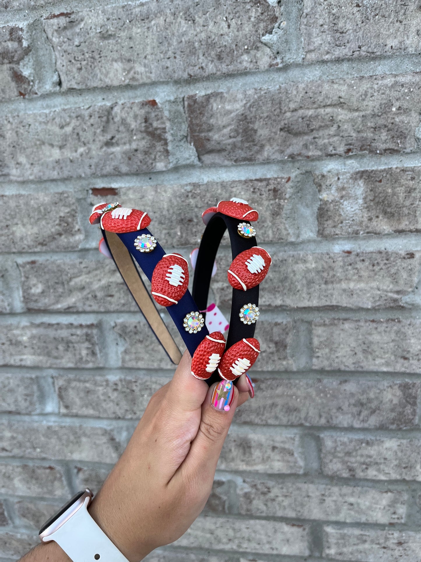 Thin Satin Football Charm Headband