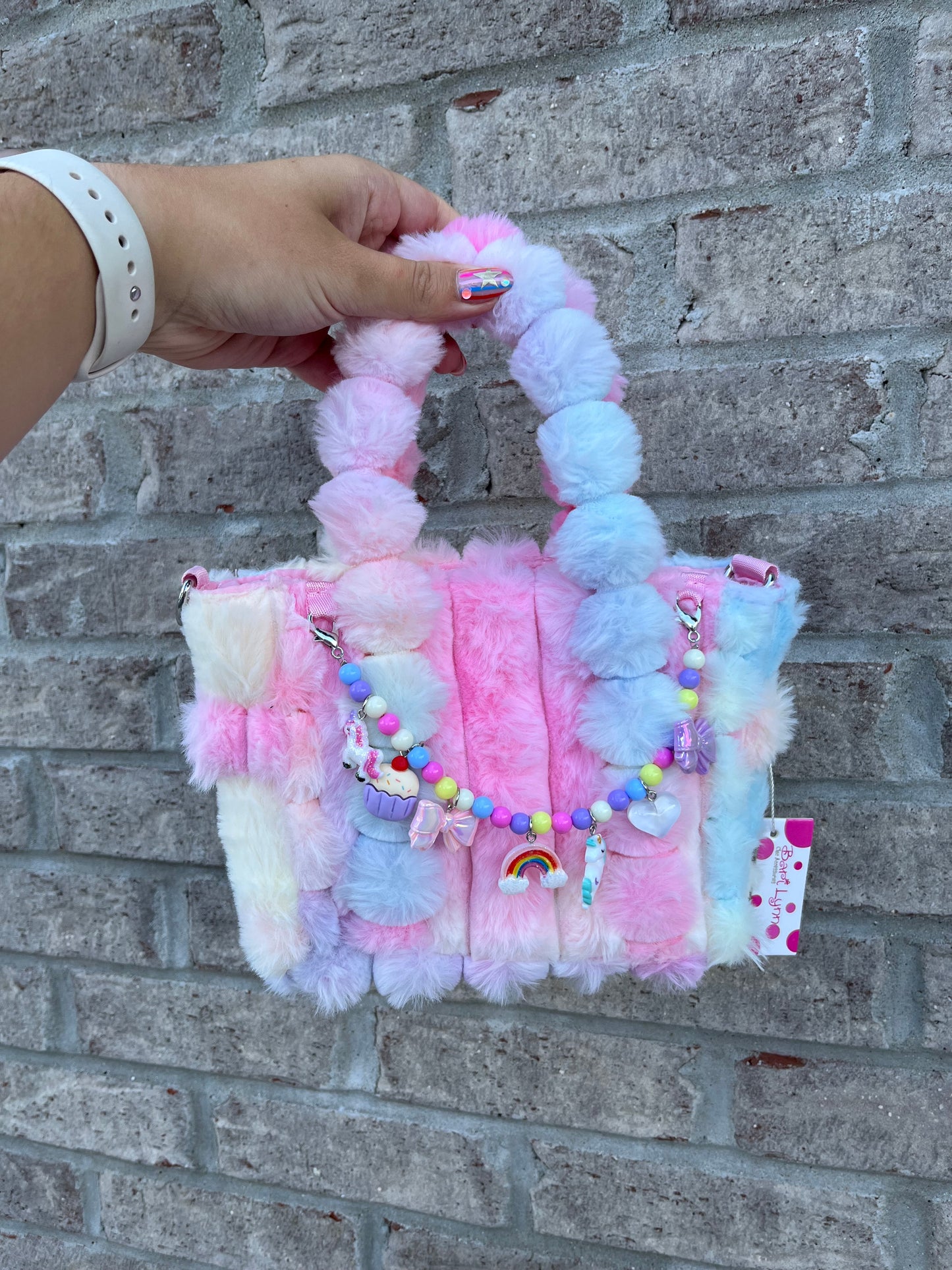 Faux fur Rainbow Charm Bag