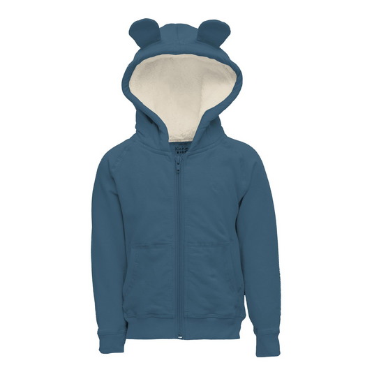 Fleece Zip Hoodie with Ears, Deep Sea Blue - Magpies Paducah