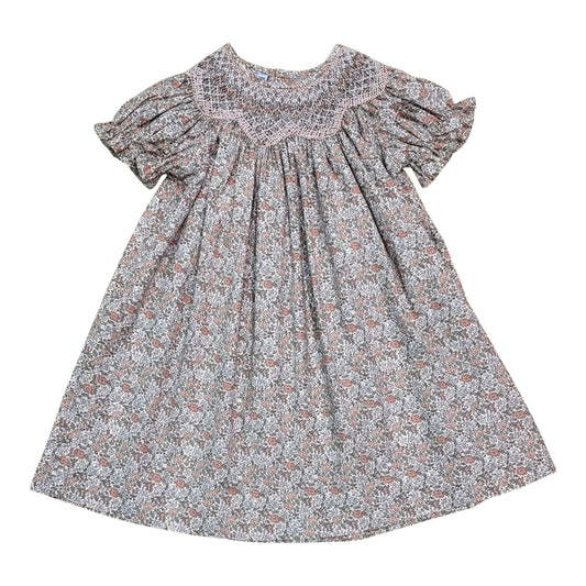 Sabrina Smocked Dress, Peachy Floral - Magpies Paducah