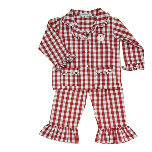 Girl Pajamas, Red Gingham Santa - Magpies Paducah