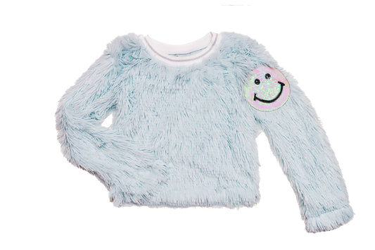 Shag Sweater, Sky Blue Smiles