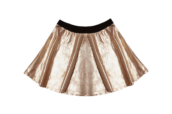 Leather Skater Skirt, Gold