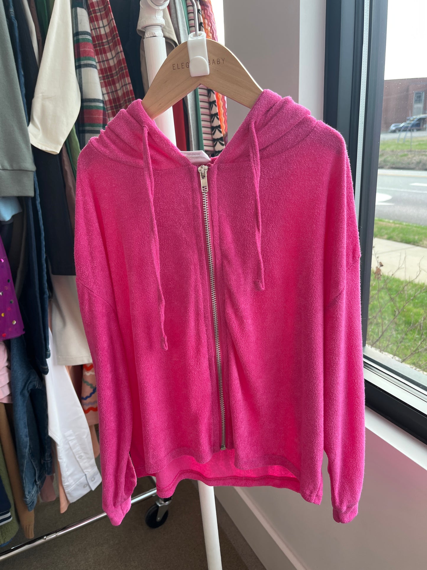 Soft Terry Zip-Up Hoodie & Short Set, Pink - Magpies Paducah