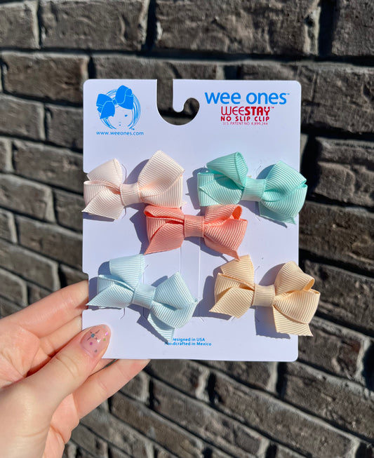 5 Pack Tiny Grosgrain Bows, Pastel/Cream - Magpies Paducah