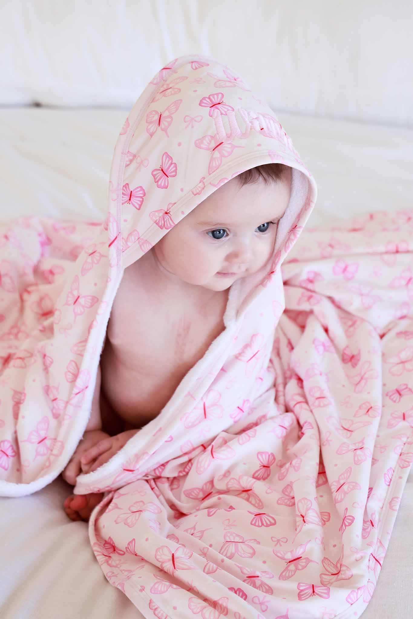 Bamboo Hooded Towel, Blooming Butterflies