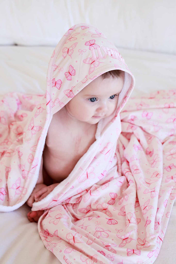 Bamboo Hooded Towel, Blooming Butterflies