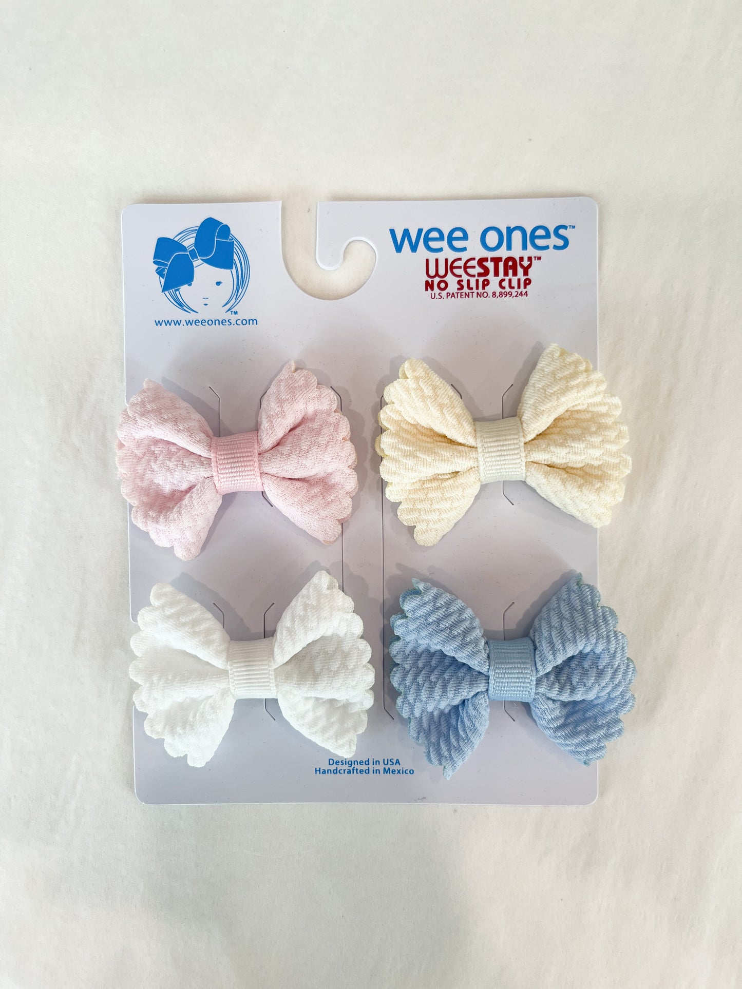 4 Pack Tiny Textured Butterfly Bows, Classic Colors