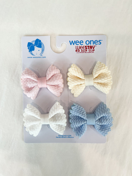 4 Pack Tiny Textured Butterfly Bows, Classic Colors - Magpies Paducah