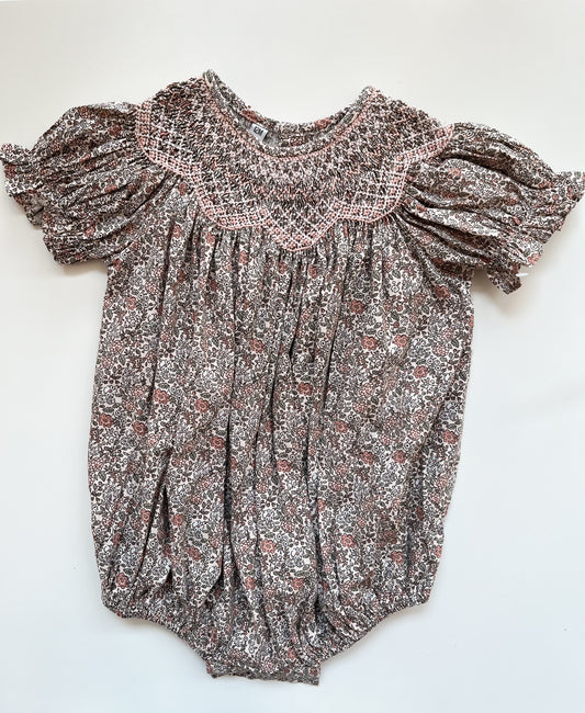 Sabrina Smocked Bubble, Peachy Floral - Magpies Paducah